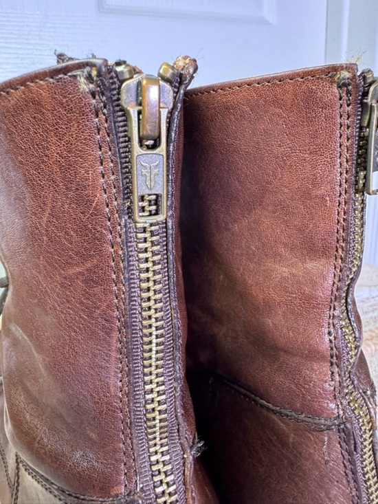 Frye Brown Leather Lace-Up Ankle Boots with Tan Interior main image 6